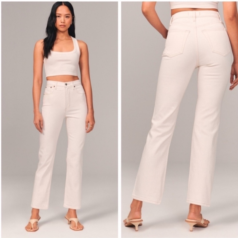 Abercrombie & Fitch Cream Ankle Jeans